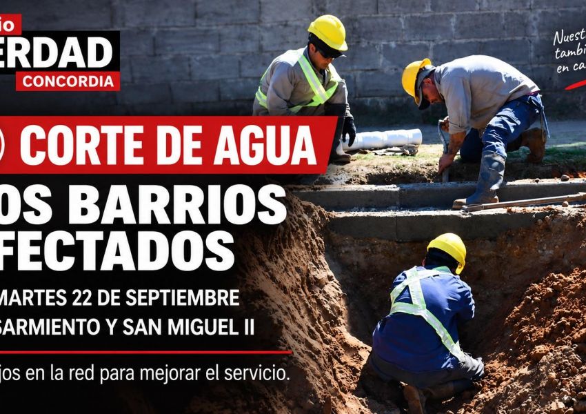 Atención vecinos: dos barrios de Concordia tendrán un corte programado de agua este martes