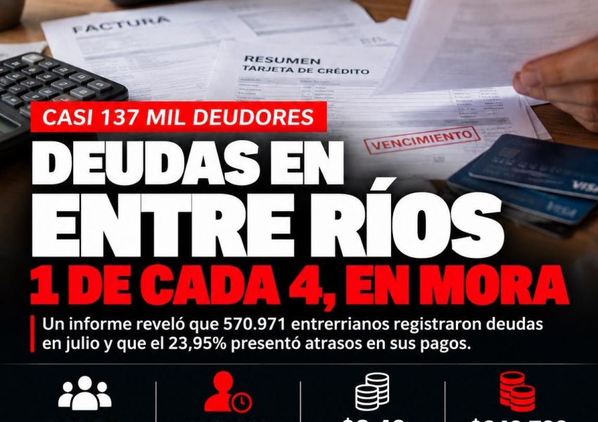 Endeudamiento en Entre Ríos: casi uno de cada cuatro deudores registró atrasos en sus pagos