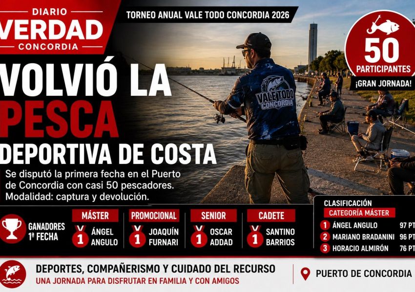 Volvió la pesca deportiva de costa: casi 50 participantes en el inicio del Torneo Anual en Concordia